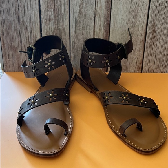 Sundance Walking On Sunshine Brown Leather Sandals, NIB - Picture 2 of 8